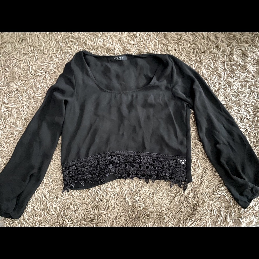 Sheer crop top with beautiful lace detail